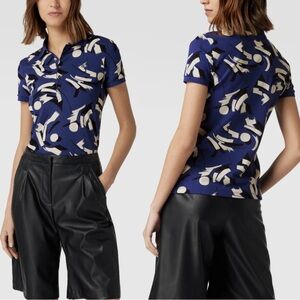 Lauren Ralph Lauren Blue and Black Graphic Polo Shirt - Size 3X